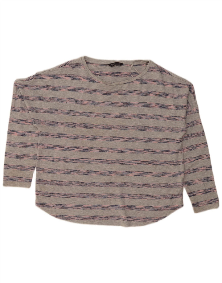 Marks & Spencer Womens Oversized Top Long Sleeve UK 16 Large Grey Striped