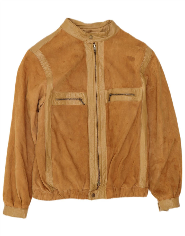 VINTAGE Womens Suede Jacket EU 38 Medium Beige