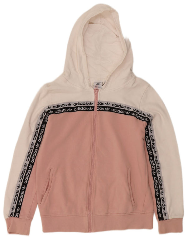 Adidas Womens Graphic Zip Hoodie Sweater UK 14 Medium Pink Colourblock