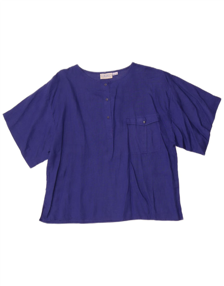 i Blues Womens Blouse Top IT 48 XL Blue Linen