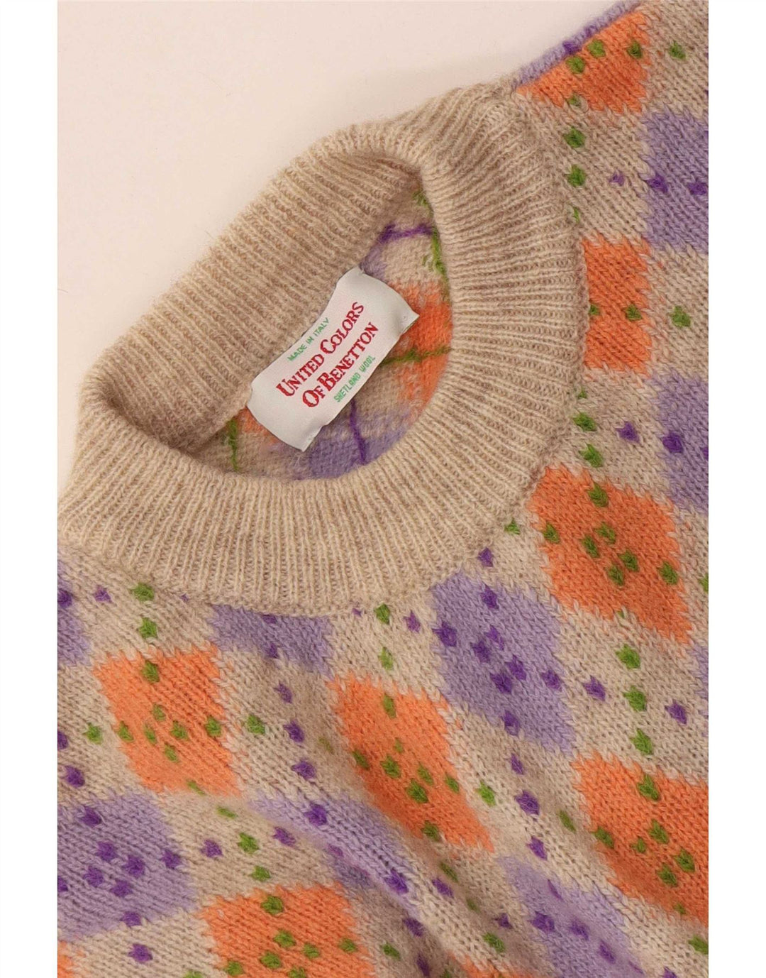 Benetton Mens Crew Neck Jumper Sweater IT 48 Medium Multicoloured