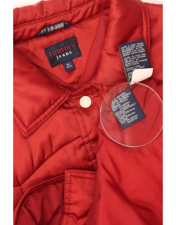 Tommy Hilfiger Womens Padded Jacket UK 12 Medium Red Polyester