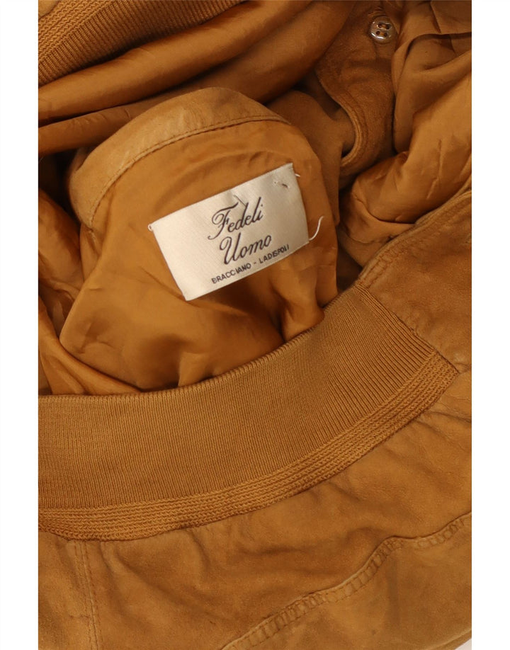 Vintage Mens Suede Bomber Jacket UK 40 Large Beige