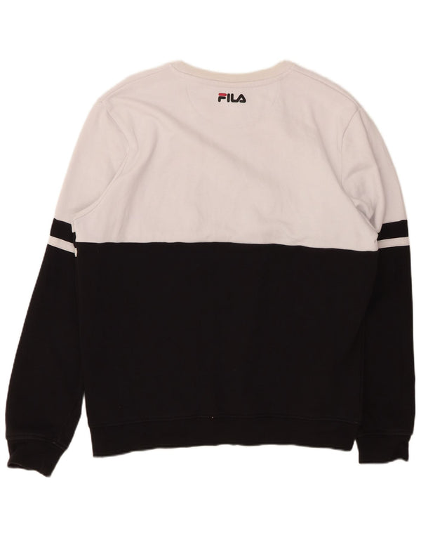 FILA Mens Graphic Sweatshirt Jumper Large Black Colourblock Cotton