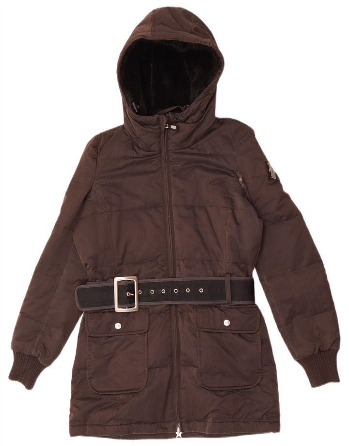 Refrigue Womens Hooded Oversized Padded Jacket UK 6 XS Brown Polyester