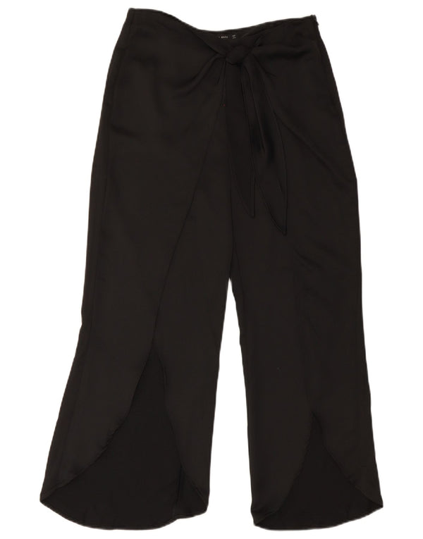 Zara Womens Wide Leg Cropped Trousers Small W28 L23 Black Polyester