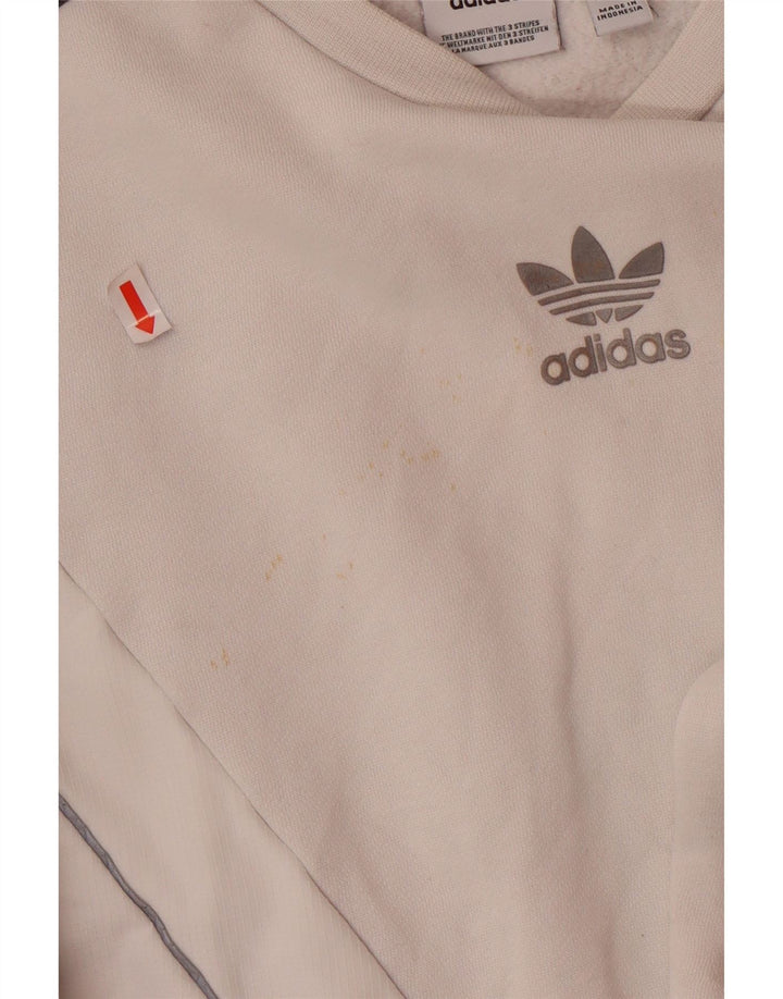 ADIDAS Boys Sweatshirt Jumper 13-14 Years White Cotton Vintage Adidas and Second-Hand Adidas from Messina Hembry 