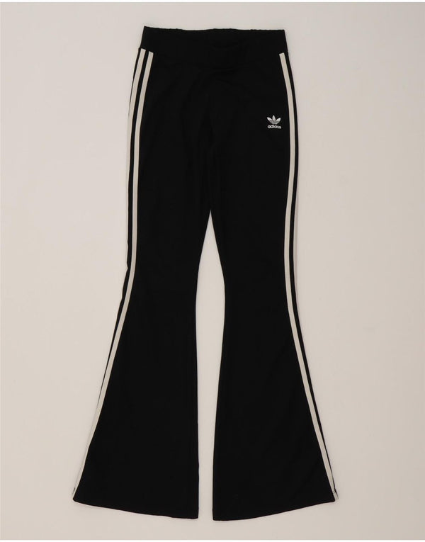 Adidas Womens Flare Tracksuit Trousers UK 12 Medium Black Polyester