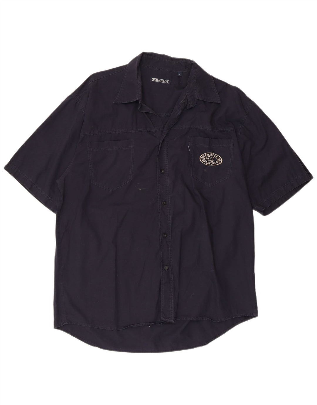 Lerros Mens Short Sleeve Shirt XL Navy Blue Cotton