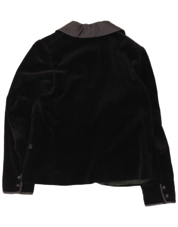 Vintage Womens 1 Button Velvet Blazer Jacket UK 16 Large Black