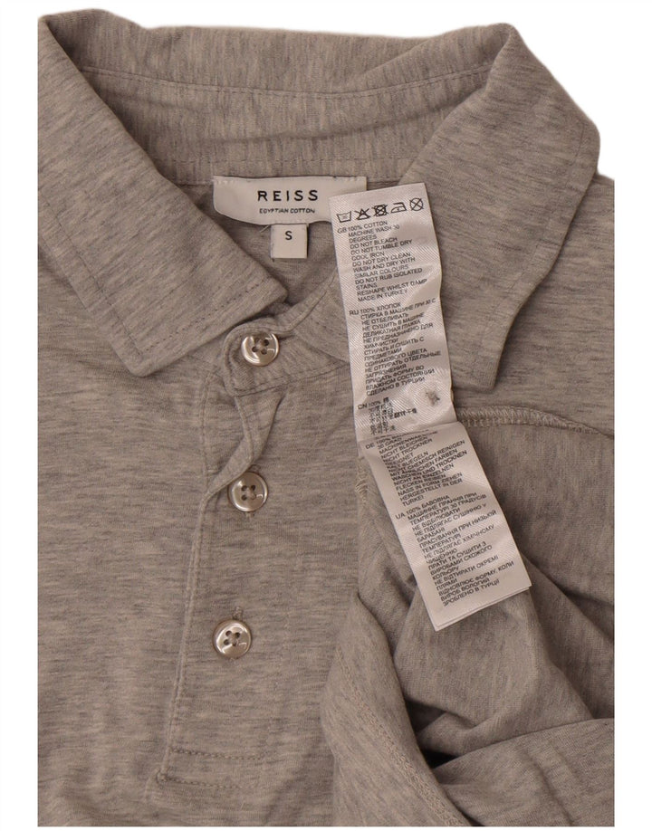 Reiss Mens Polo Shirt Small Grey Flecked Cotton