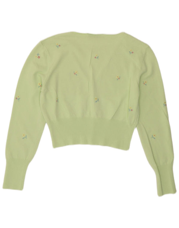 Zara Womens Bolero Jumper UK 14 Large Green Floral Viscose