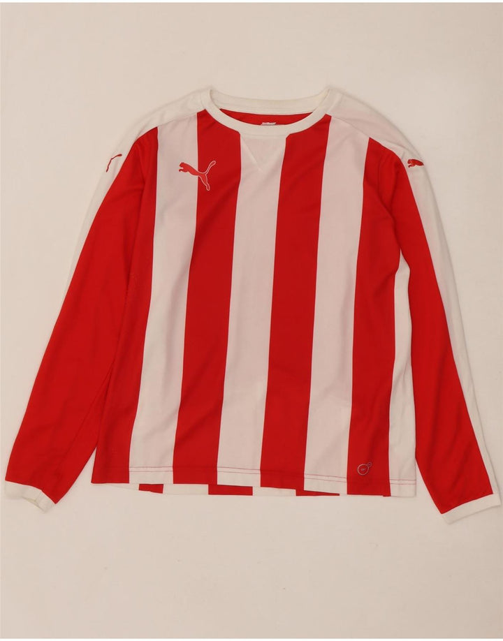 PUMA Boys Top Long Sleeve 13-14 Years Red Striped Polyester