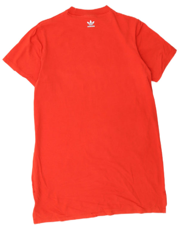 Adidas Womens Graphic T-Shirt Dress UK 14 Medium Orange Cotton