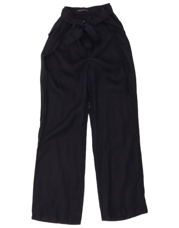 Marks & Spencer Womens High Waist Trousers UK 14 Large W29 L30 Navy Blue