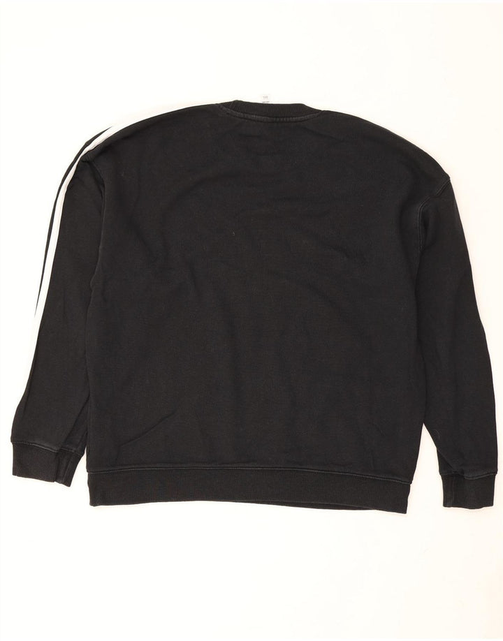Adidas Womens Oversized Sweatshirt Jumper UK 12/14 Medium Black Cotton