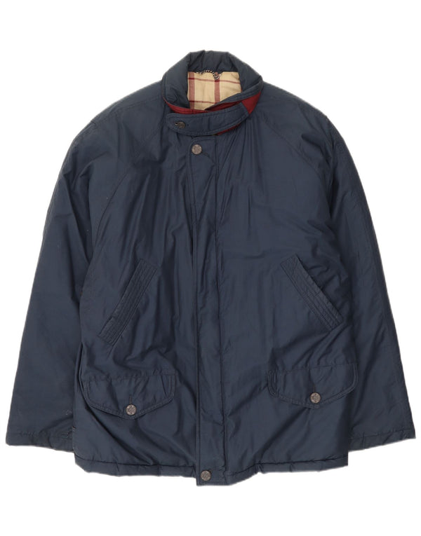 St Michael Mens Loose Fit Windbreaker Jacket UK 38 Medium Navy Blue Cotton