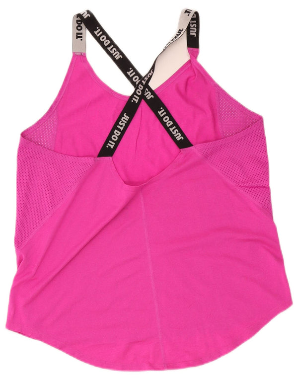 Nike Womens Dri Fit Crop Graphic Vest Top UK 14 Large Pink
