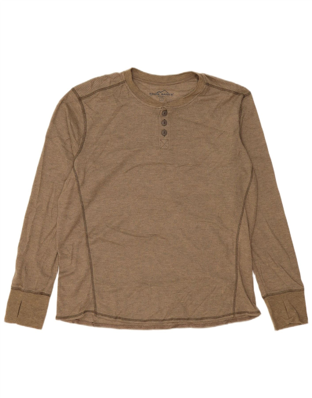 Eddie Bauer Mens Top Long Sleeve Large Beige Polyester