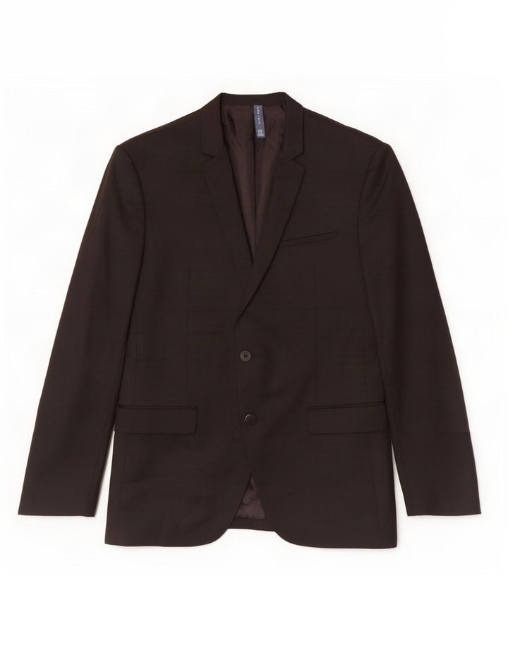 Zara Mens 2 Button Blazer Jacket EU 50 Medium Black Polyester