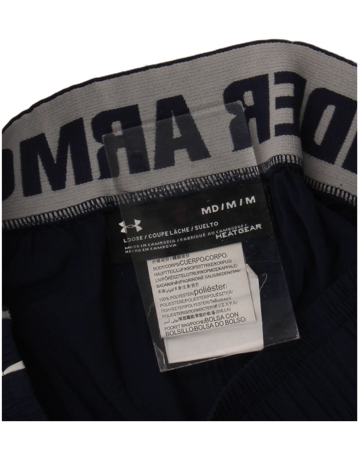 Under Armour Mens Heat Gear Graphic Sport Shorts Medium Navy Blue Polyester