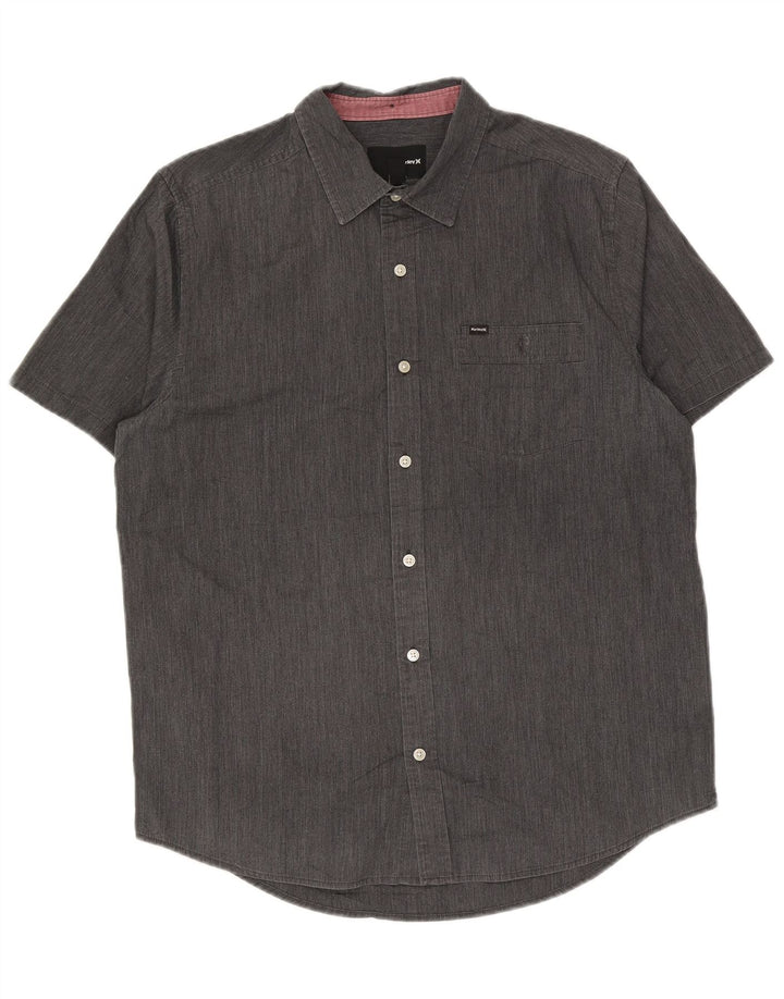 Hurley Mens Short Sleeve Shirt Large Grey Cotton