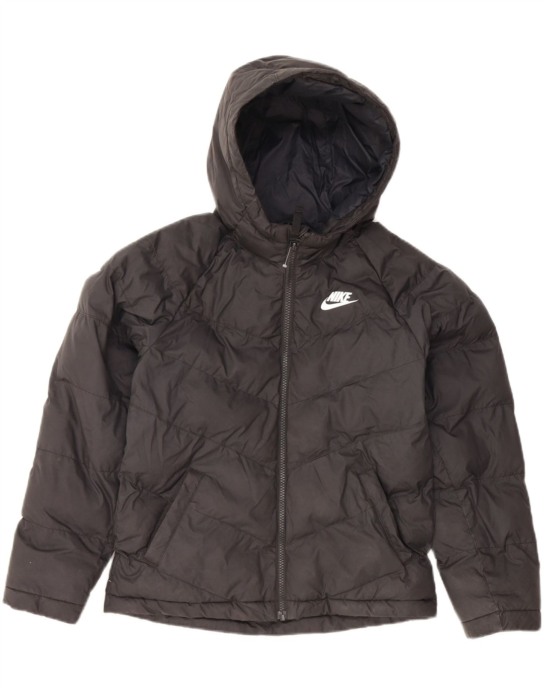 Nike Boys Hooded Padded Jacket 10-11 Years Medium Black Polyester