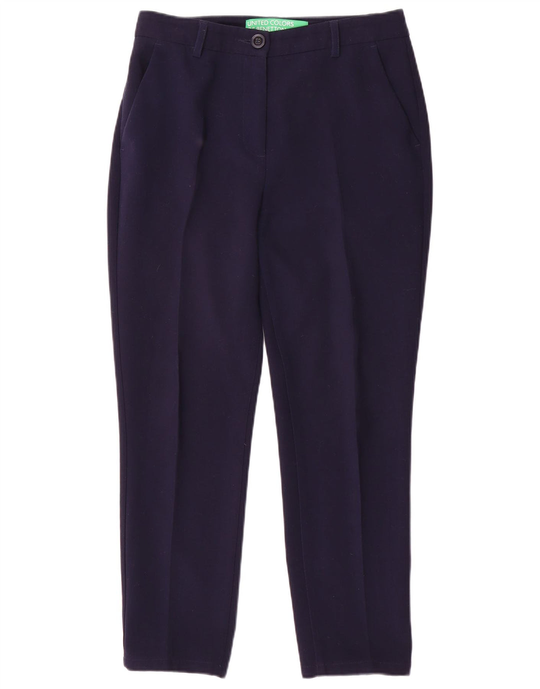 BENETTON Womens Slim Suit Trousers UK 10 Small W30 L26 Navy Blue Polyester
