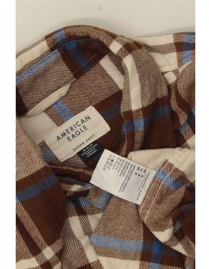 American Eagle Mens Flannel Shirt Medium Brown Check Cotton