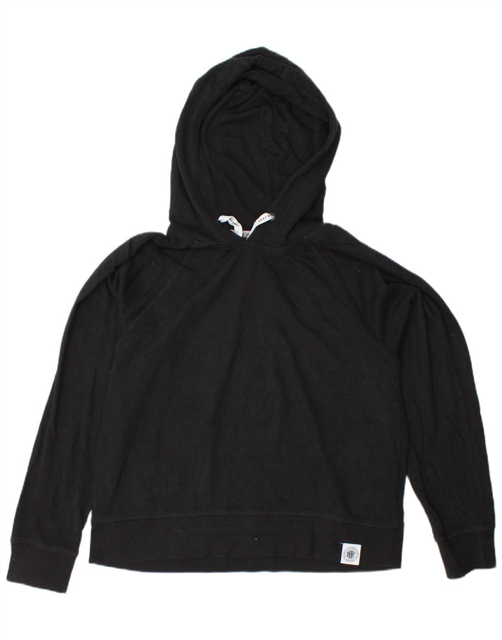 DKNY Womens Hoodie Jumper UK 14 Medium Black Cotton