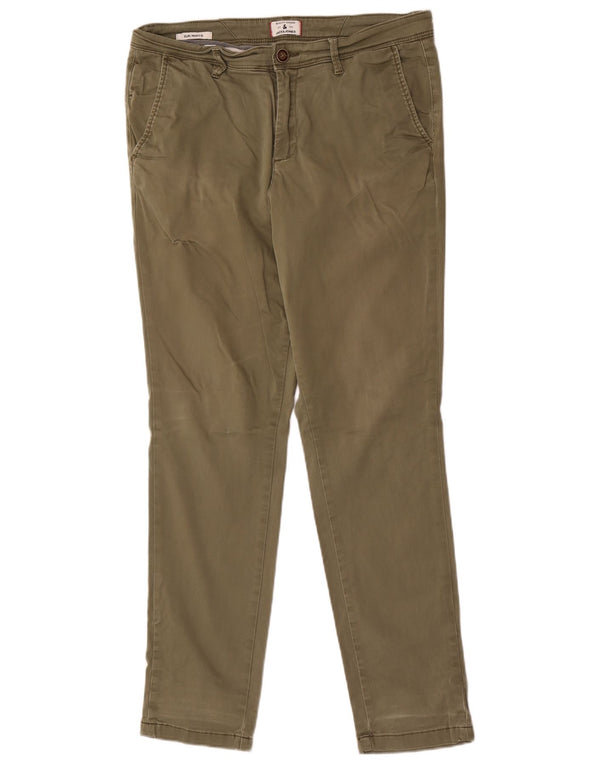 Jack & Jones Mens Marco Slim Chino Trousers W32 L32 Khaki Cotton