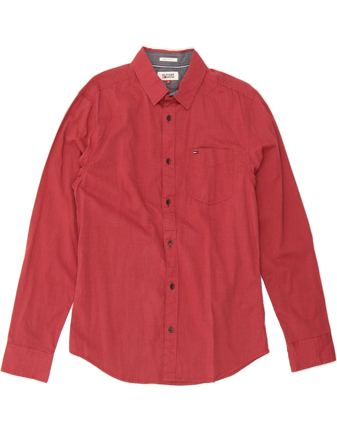 TOMMY HILFIGER Mens Regular Fit Shirt Medium Red Cotton Vintage Tommy Hilfiger and Second-Hand Tommy Hilfiger from Messina Hembry 