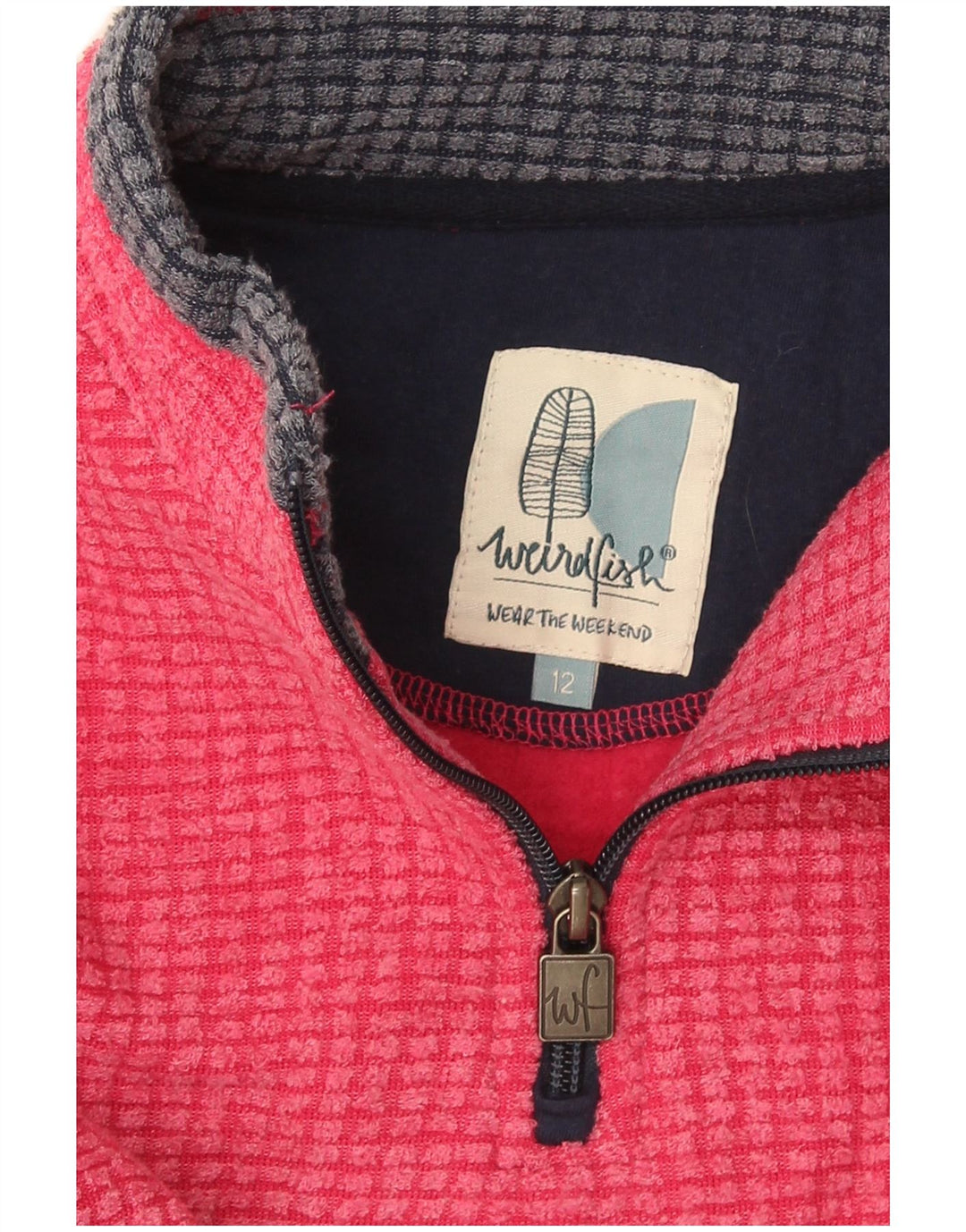Weird Fish Womens Zip Neck Fleece Jumper UK 12 Medium Red