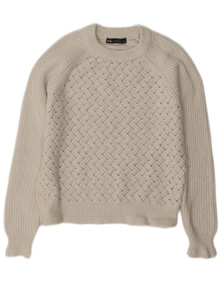 Marks & Spencer Womens Oversized Crew Neck Jumper Sweater UK 10 Small White