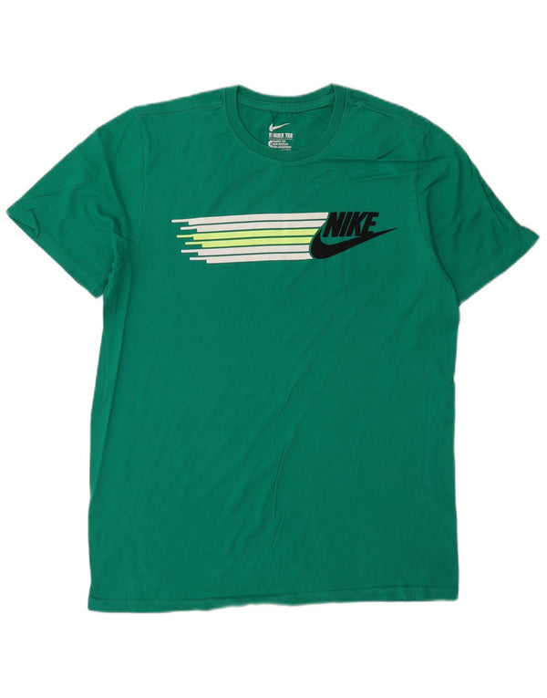 Nike Mens Athletic Cut Graphic T-Shirt Top Medium Green Cotton Sports