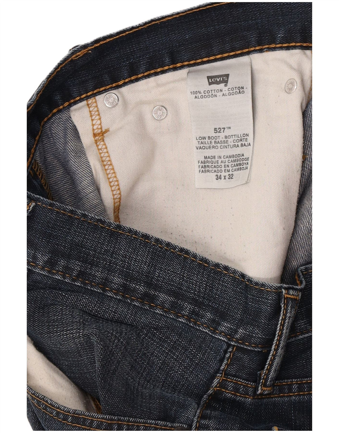 Levi's Mens 527 Bootcut Jeans W34 L32 Navy Blue Cotton