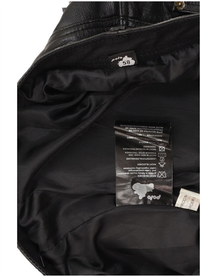 POLO Mens Straight Leather Trousers W38 L31 Black Leather