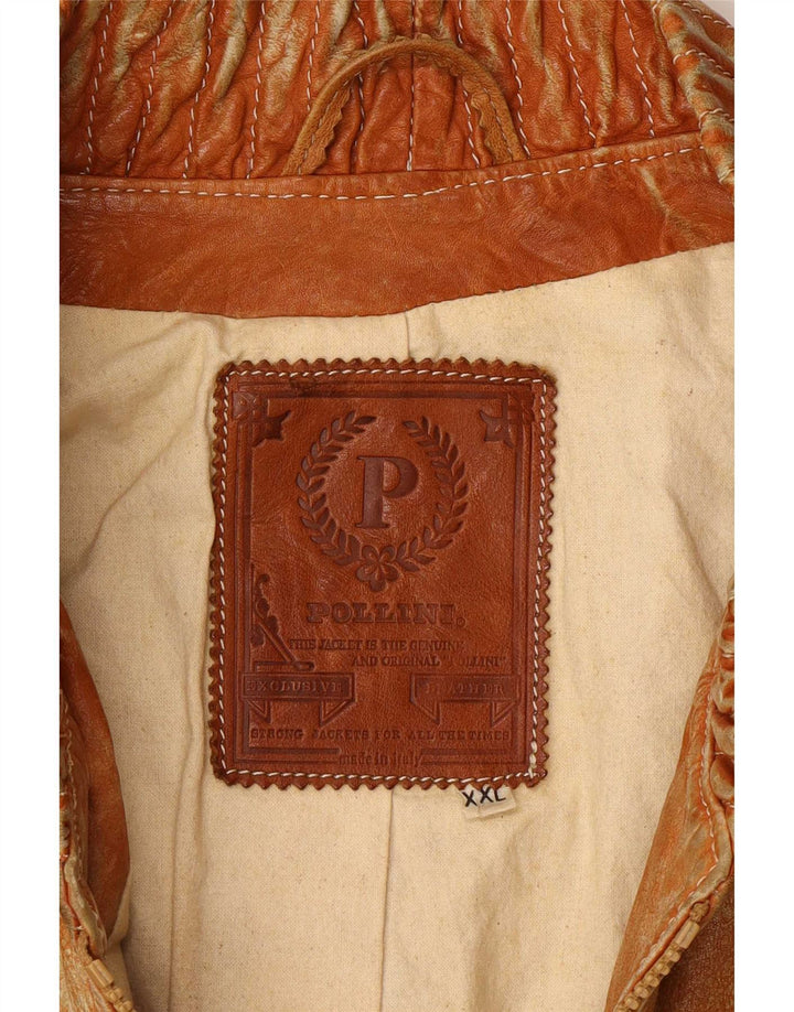 Pollini Mens Leather Jacket UK 44 2XL Beige
