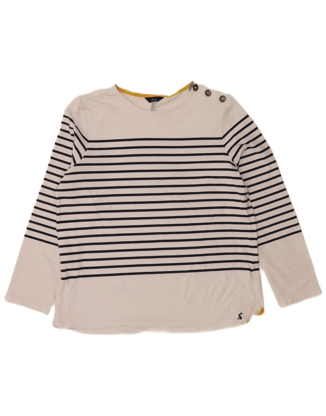 JOULES Womens Top Long Sleeve UK 16 Large White Striped Cotton