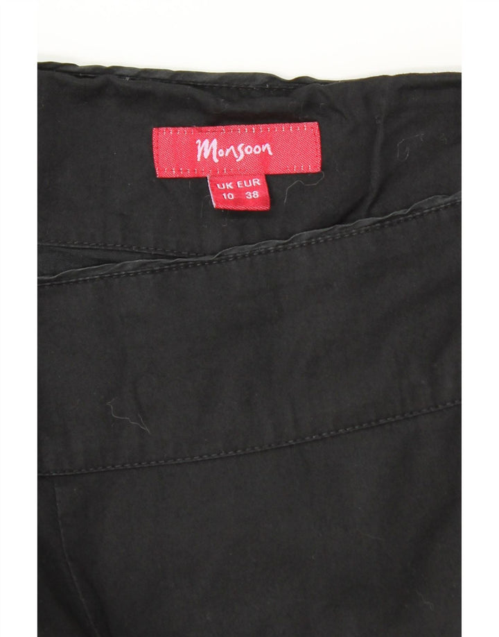 MONSOON Womens Abstract Pattern A-Line Skirt UK 10 Small W30 Black Cotton