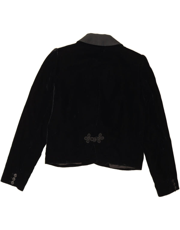 VALENTINO Womens Crop Double Breasted Blazer Jacket IT 42 Medium Black