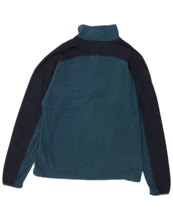 The North Face Mens Zip Neck Fleece Jumper Small Blue Colourblock Polyester