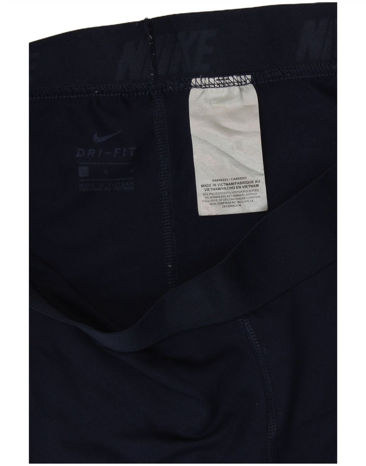 NIKE Womens Dri Fit Sport Shorts UK 14 Large  Navy Blue Polyester