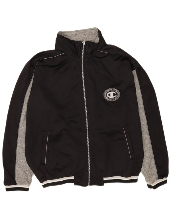 Champion Mens Graphic Tracksuit Top Jacket Large Black Colourblock