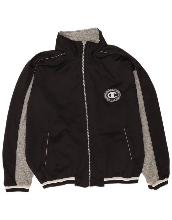 Champion Mens Graphic Tracksuit Top Jacket Large Black Colourblock