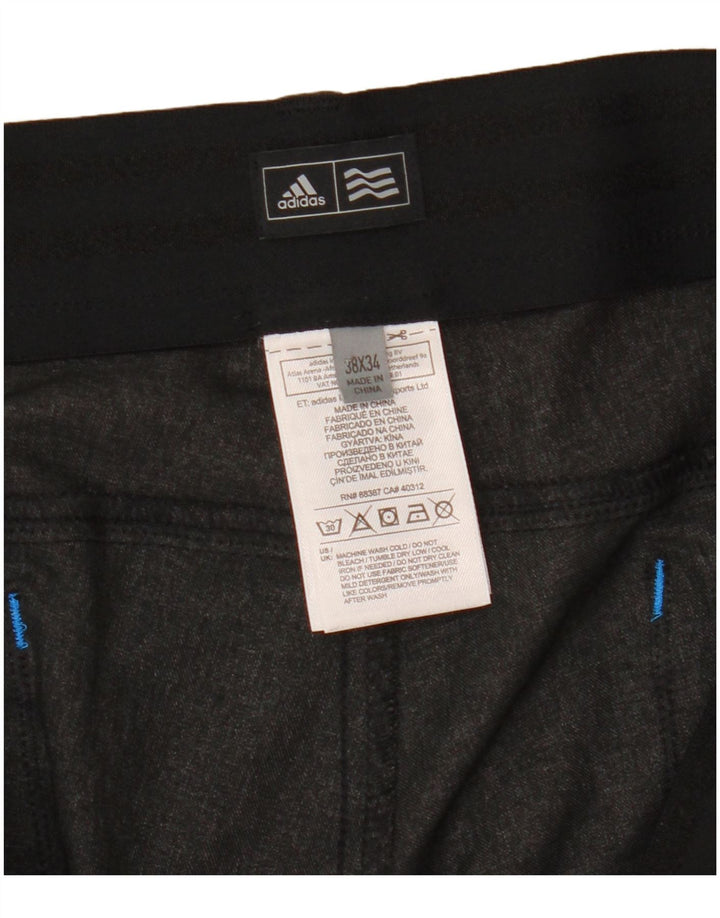 Adidas Mens Straight Casual Trousers W38 L34 Grey Polyester