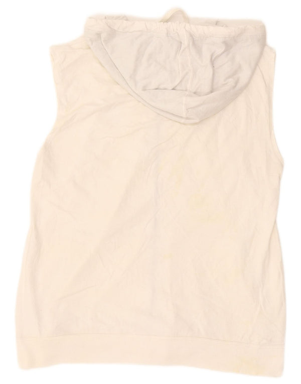 Converse Womens Sleeveless Zip Hoodie Sweater UK 16 Large White Cotton