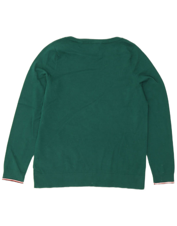 Tommy Hilfiger Womens Boat Neck Jumper Sweater UK 20 2XL Green Cotton