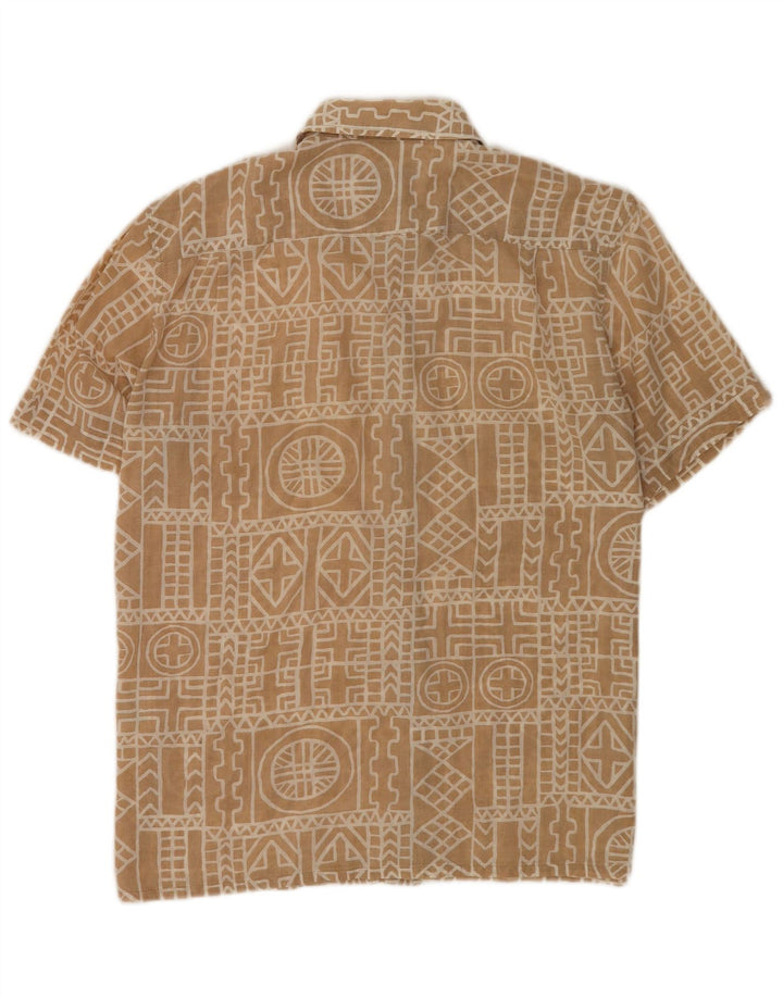 Diesel Mens Short Sleeve Shirt Medium Beige Geometric Cotton
