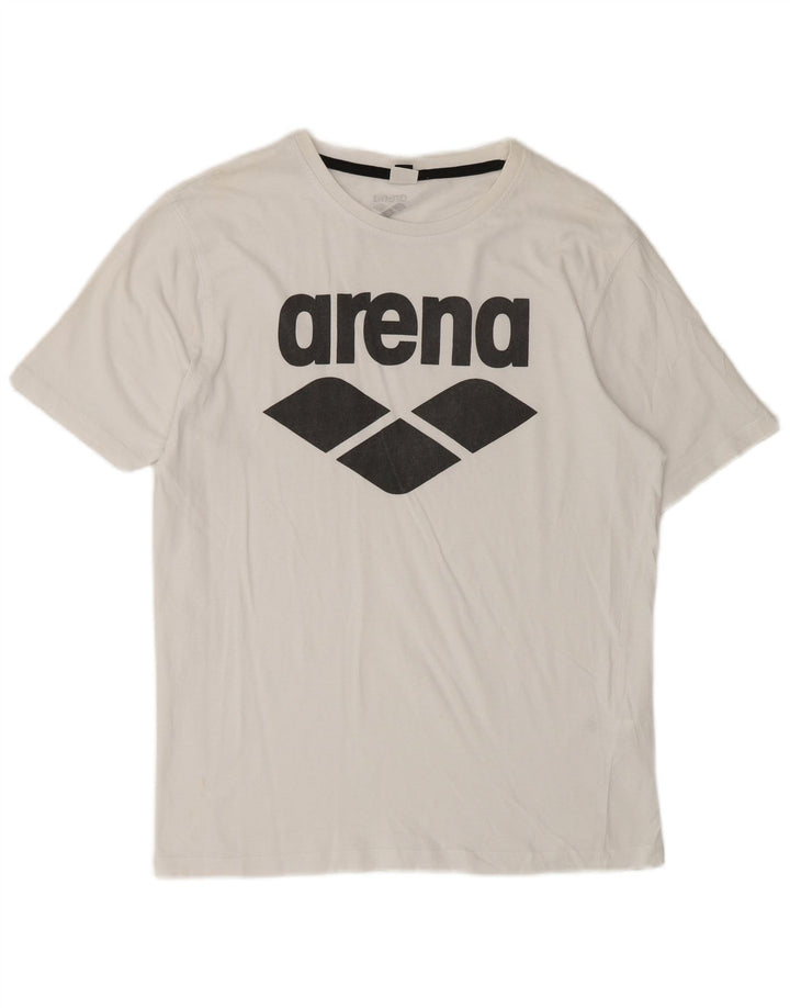 Arena Mens Graphic T-Shirt Top Medium White Cotton
